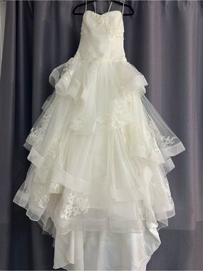 WHITE By Vera Wang Vw351197 Ivory Strapless Tulle tiered wedding dress gown 8